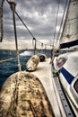 Upwind she goes, Haifa bay, Israel. Royalty Free Stock Photo