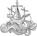 Sailing vessel in art nouveau style Royalty Free Stock Photo