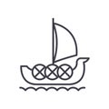 Sailing vessel black icon concept. Sailing vessel flat vector symbol, sign, illustration. Royalty Free Stock Photo