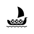 Sailing vessel black icon concept. Sailing vessel flat vector symbol, sign, illustration. Royalty Free Stock Photo