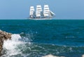Sailing vessel floating in Black sea Royalty Free Stock Photo