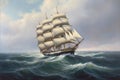 sailing vessel in full sail, with billowing sails and tranquil waters Royalty Free Stock Photo