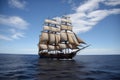 sailing vessel in full sail, with billowing sails and tranquil waters Royalty Free Stock Photo