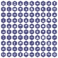 100 sailing vessel icons hexagon purple