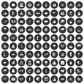 100 sailing vessel icons set black circle