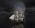 Sailing vessel in the sea Royalty Free Stock Photo