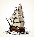 Sailing vessel. Vector drawing