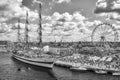 Sailing vessels and an amusement park on Lasztownia island at the Final of The Tall Ships Races 2017 in Szczecin.