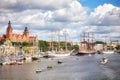 Sailing vessels anchored at Chrobry Embankment during Final of The Tall Ships Races 2017.