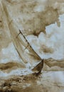 Sailing watercolor