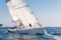 Sailing in the wind. Keelboat during regatta Royalty Free Stock Photo