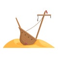 Sailing wrecking ship icon cartoon vector. Old boat