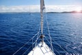 Sailing on the yach. Bow of the sailing boat. Yachting concept. Royalty Free Stock Photo