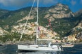 Sailing yacht at anchor in Positano bay