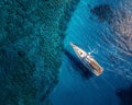 Sailing yacht on azure waters, midday, high angle, luxury and freedom vibes , 8K resolution