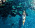 Sailing yacht on azure waters, midday, high angle, luxury and freedom vibes , 8K resolution
