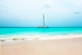 Sailing yacht on the Caribbean Sea at Aruba island