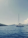Sailing Yacht Catamaran in the Tropical Sea, Yachting, Luxury Sailing