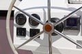 Sailing yacht control wheel and implement. Royalty Free Stock Photo