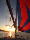 Sailing yacht floating at Dalmatian area. Royalty Free Stock Photo