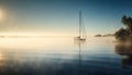 Sailing yacht glides on tranquil blue water generated by AI Royalty Free Stock Photo