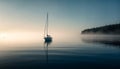 Sailing yacht glides on tranquil blue waters generated by AI Royalty Free Stock Photo