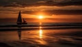 Sailing yacht glides on tranquil seascape at sunset, a romantic adventure generated by AI Royalty Free Stock Photo