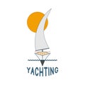 Sailing yacht icon and yachting inscription on a white background