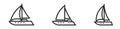 Sailing yacht line icon set. sailboats for sea travel