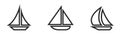 Sailing yacht line icon set. sea travel transport symbols