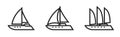 Sailing yacht line icon set. sea vessel and travel symbol. isolated vector image