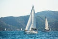 Sailing yacht luxury boats at the Aegean Sea Royalty Free Stock Photo