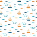 Sailing Yacht Maritime Adventure Vector Seamless Pattern