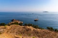 Sailing yacht near a coast of Prince`s islands. Sea of Marmara