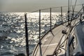 Sailing into the sunset on a sailing yacht Royalty Free Stock Photo