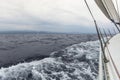 Sailing yacht on the race in a stormy sea. Sailing. Royalty Free Stock Photo