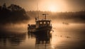 Sailing yacht reflects tranquil sunset on blue water, surrounded by nature generated by AI Royalty Free Stock Photo