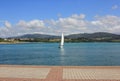 sailing yacht close to the coast Royalty Free Stock Photo