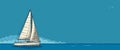 Sailing yacht. Sailboat. Vector drawn flat illustration for yacht club Royalty Free Stock Photo