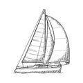 Sailing yacht. Sailboat. Vector drawn flat illustration for yacht club Royalty Free Stock Photo