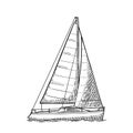 Sailing yacht. Sailboat. Vector drawn flat illustration for yacht club Royalty Free Stock Photo