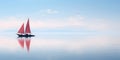 Sailing yacht in the sea. Landscape with lonely sailboat. Royalty Free Stock Photo