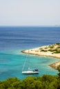 Sailing yacht in sea. Lifestyle, travel concept. Royalty Free Stock Photo