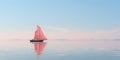 Sailing yacht in the sea at sunset. Landscape with lonely sailboat. Royalty Free Stock Photo