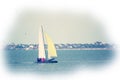 Sailing yacht at the sea under the sail Royalty Free Stock Photo