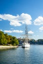 Sailing yacht in Stockholm marina, Sweden Royalty Free Stock Photo