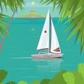 Sailing yacht on a sunny day sailing past the islands Royalty Free Stock Photo