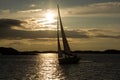 Sailing yacht at sunset Royalty Free Stock Photo