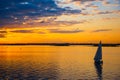 Sailing yacht at sunset in the sea. Sailing. Yachting Royalty Free Stock Photo