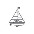 Sailing yacht thin line icon concept. Sailing yacht linear vector sign, symbol, illustration.